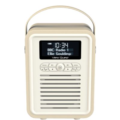 VQ Retro Mini Cream - Stylish DAB/DAB+/FM Radio and Bluetooth Speaker with Aux-In Clock and Duo Alarm VQ Retro Mini Cream - Stylish DAB/DAB+/FM Radio and Bluetooth Speaker with Aux-In Clock and Duo Alarm